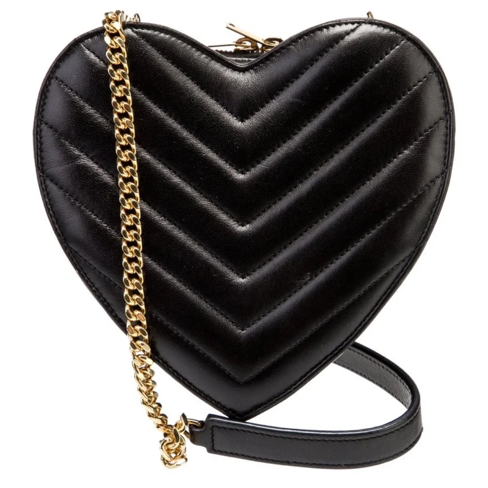 RARE Yves Saint Laurent YSL Love heart Chevron quilted leather crossbody bag